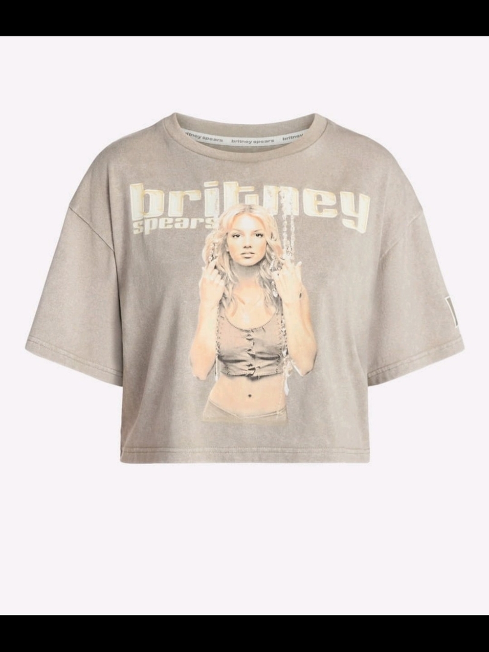 Britney Spears NEW Graphic Cropped T-Shirt Gray "Oops!... I Did It Again" S/M - Picture 2 of 10